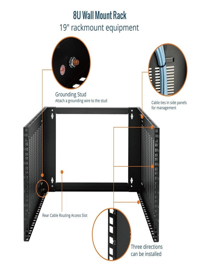 Tecmojo 8U Wall Mount Network Rack, Wall Mount Patch Panel Bracket 14inch Depth, 8U Rack for 19in Network Switches/Data/IT Equipment, 110lbs(50kg) Capacity - Image 4