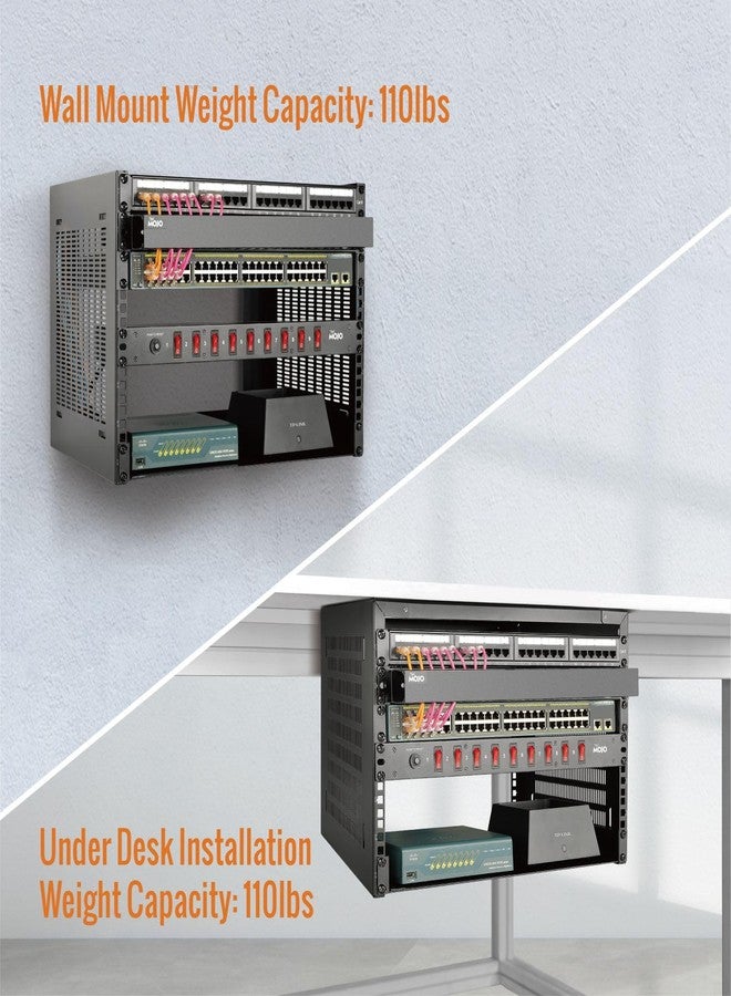 Tecmojo 8U Wall Mount Network Rack, Wall Mount Patch Panel Bracket 14inch Depth, 8U Rack for 19in Network Switches/Data/IT Equipment, 110lbs(50kg) Capacity - Image 3