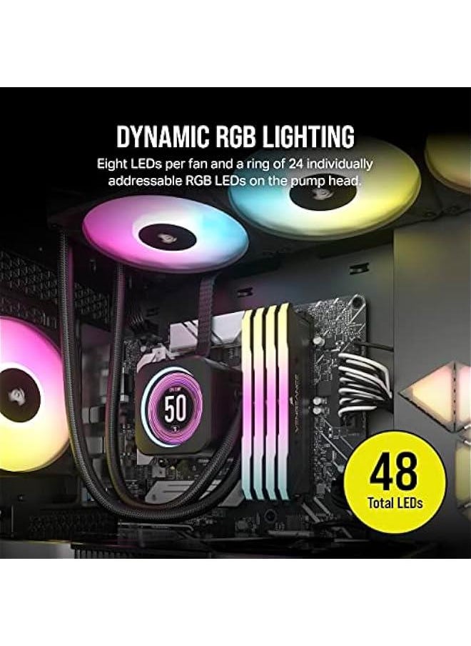 Arabest iCUE H150i Elite LCD XT Liquid CPU Cooler - IPS LCD Display - Three AF120 RGB Elite Fans - 360mm Radiator - Compatible with Intel® LGA 1700, AMD® AM5, and More - iCUE Commander CORE Included - Black  - Image 5