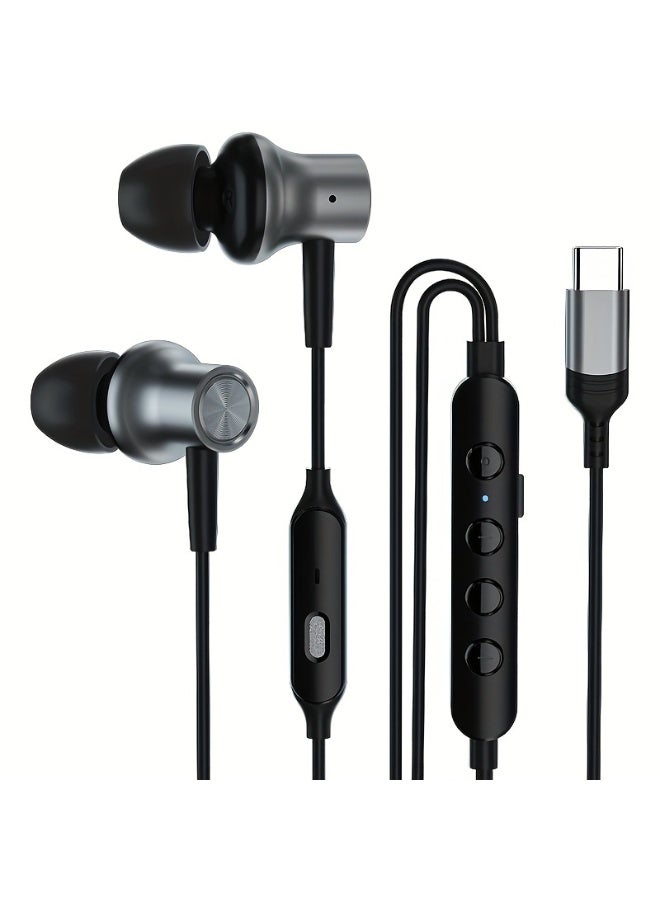 Type-C Wired Voice-Changing Earphones, Intra-Auricular Karaoke Buds with Sound Card and Volume Control Buttons for Multi-Mood Effects, Suitable for Live Streaming & Recording Singing, 3D Stereo HIFI Quality Gaming Music Vocal Proactive Noise Cancelling - Image 1