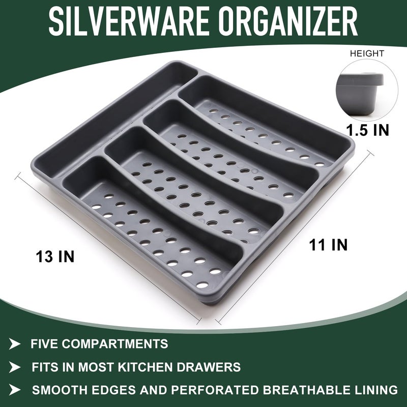 Ayiaren 21-Piece Modern Black Silverware Set with Organizer Tray Stainless Steel Eating Utensil Sets Kitchen Knives Forks and Spoons Cutlery Set Heavy Duty Tableware Flatware Sets for 4, Dishwasher Safe - Image 3