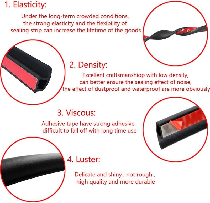 ESUPPORT 157" 4M P Shape Car Door Window Trim Edge Moulding Rubber Weatherstrip Seal Strip - Image 5