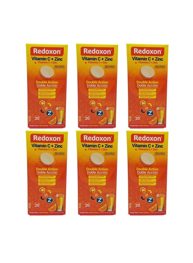 Redoxon Orange Effervescent Vitamin C with Con Zinc, 20 Tablets (6 Pack) 20 Count - Image 1