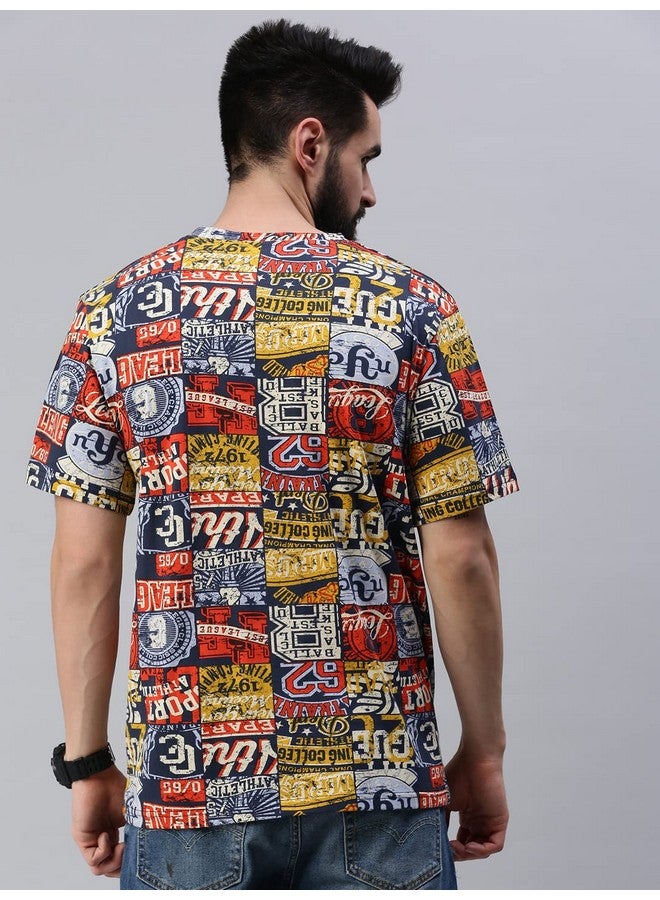 RODZEN RodZen Men's Cotton Round Neck Half Sleeve Oversized Printed T-Shirt (RZ01MULTIPRINTMEN-XL_Multicolored_XL) - Image 2