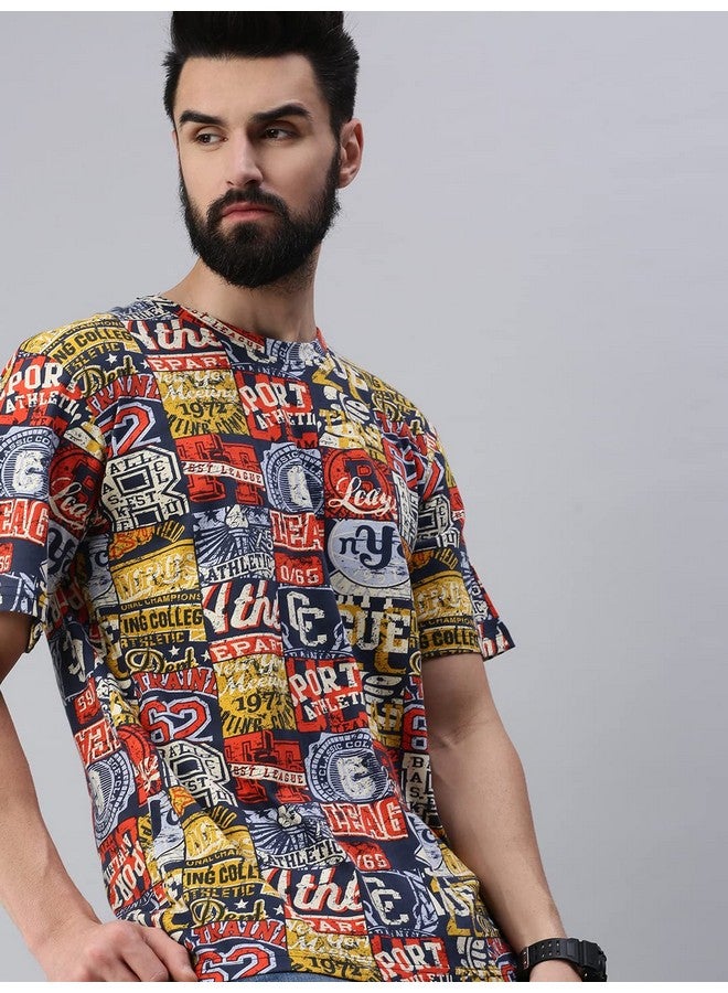 RODZEN RodZen Men's Cotton Round Neck Half Sleeve Oversized Printed T-Shirt (RZ01MULTIPRINTMEN-XL_Multicolored_XL) - Image 5