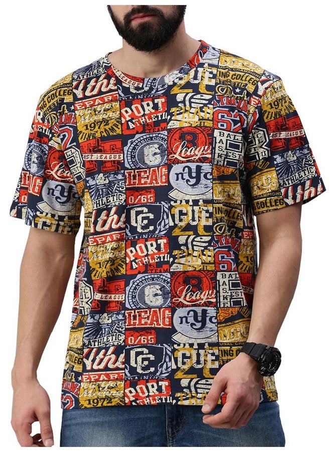 RODZEN RodZen Men's Cotton Round Neck Half Sleeve Oversized Printed T-Shirt (RZ01MULTIPRINTMEN-XL_Multicolored_XL) - Image 1