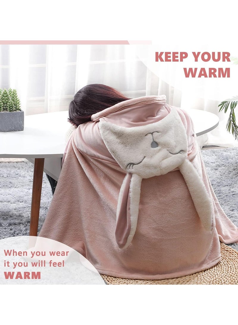 general Travel Neck Pillow Blanket, Pillow and Blanket 2 in 1 for long haul flights wool soft queen size essentials for planes with hats to keep, for car train journeys - Image 4