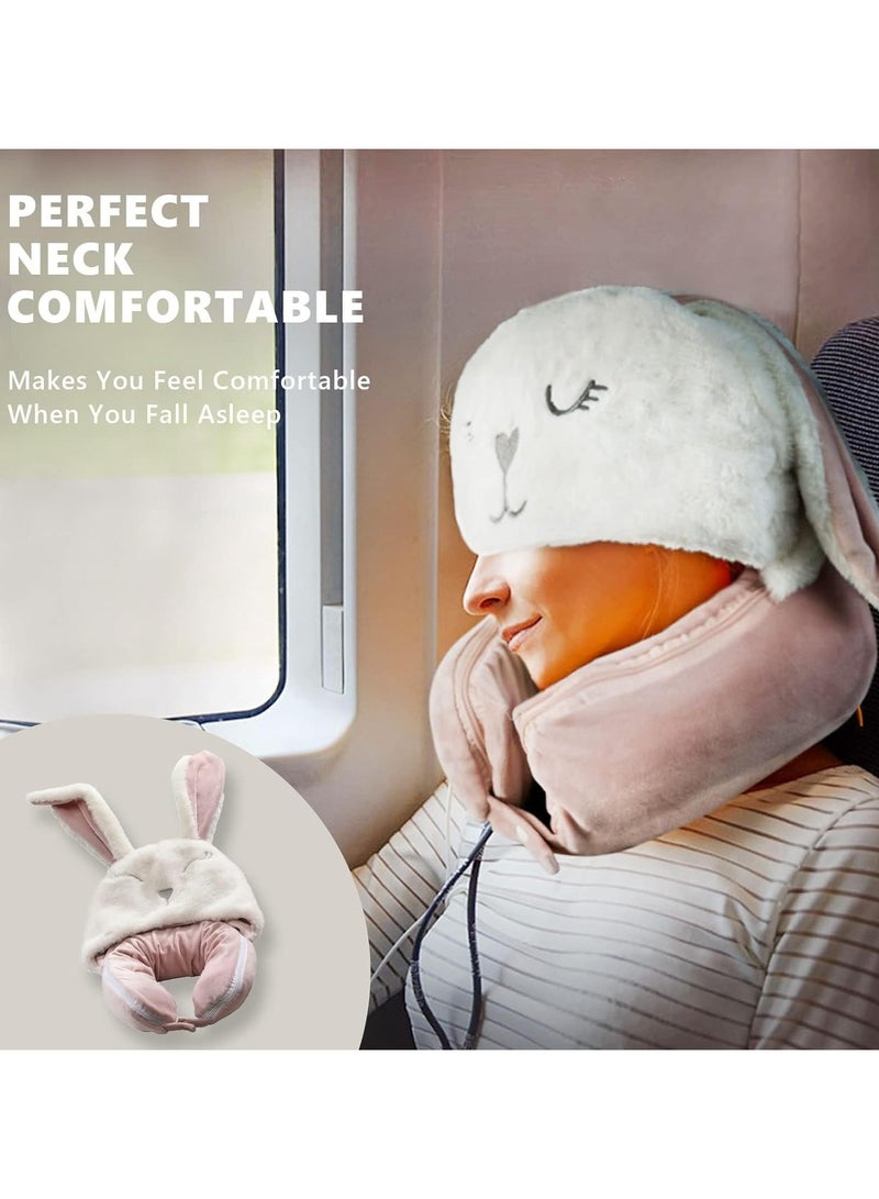 general Travel Neck Pillow Blanket, Pillow and Blanket 2 in 1 for long haul flights wool soft queen size essentials for planes with hats to keep, for car train journeys - Image 5