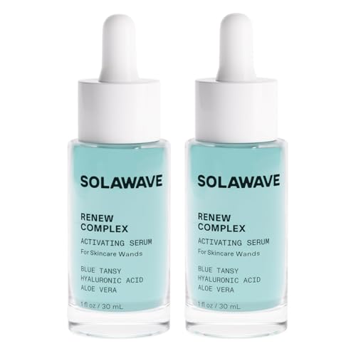 Solawave Renew Complex Red Light Therapy Activation Serum for Face  Neck  Pairs with Facial Wand Device  Hydrates  Plumps the Skin  Blue Tansy Aloe Vera Hyaluronic Acid 2 Pack