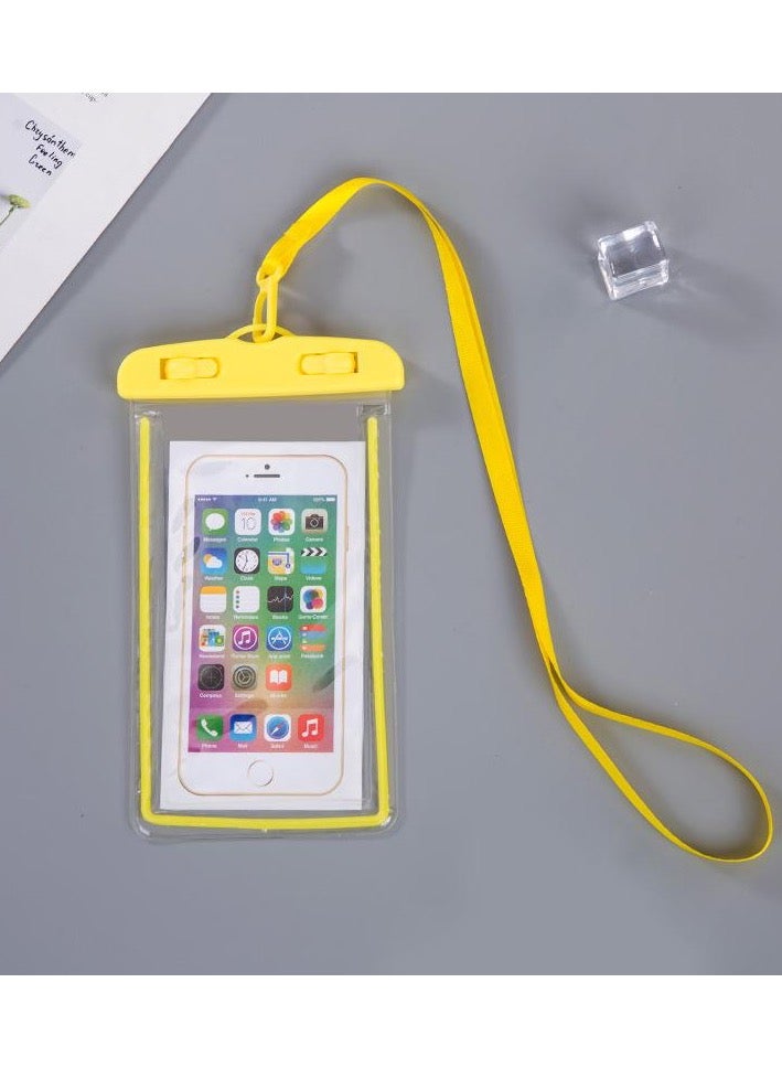Waterproof Phone bag, Waterproof Airbag Case, Mobile Protection Case for Swimming Pool, iPhone Case Protects from Water, Swimming Phone Case, 1 Case to Protect Phone During Swimming, Sea, Water Parks, and Diving, High-Quality Bag for Waterproof Phone Protection, Case Allows Phone Usage Underwater, Waterproof Case, iPhone Waterproof Protective Cover, Water Protection Case Suitable for Phones like iPhone, Android, Samsung, Huawei, Waterproof Case for Smart Devices - Yellow Color. - Image 1