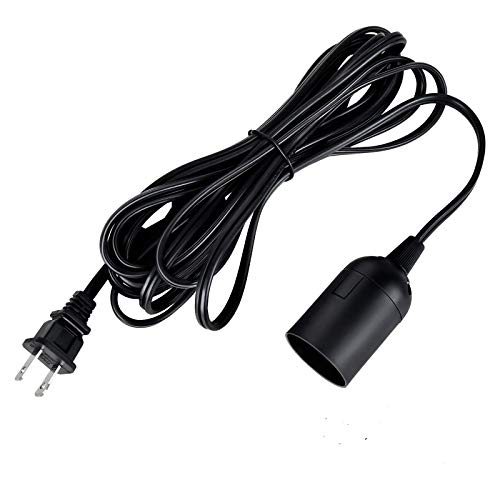 Simple Deluxe 15 Feet 360W Extension Hanging Lantern Pendant Light Lamp Cord Cable E26 Socket On/Off Switch (No Bulb Included), Black - Image 1