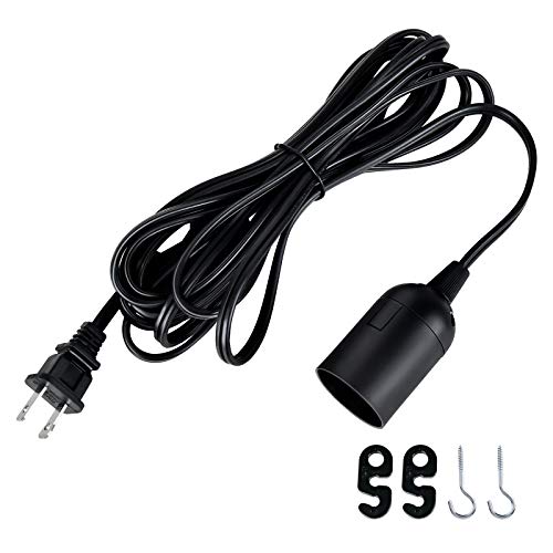 Simple Deluxe 15 Feet 360W Extension Hanging Lantern Pendant Light Lamp Cord Cable E26 Socket On/Off Switch (No Bulb Included), Black - Image 2