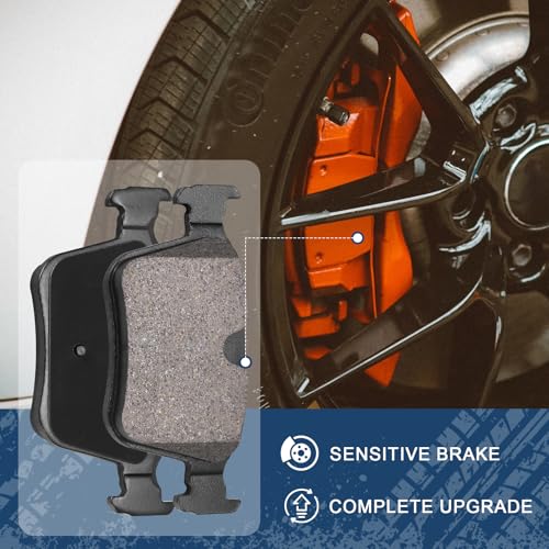 HECHENQICHE Rear Ceramic Brake Pads with Hardware Kit for Volvo XC90 S60 XC60, V60 V90 Cross Country for Jaguar XF XE E-Pace, for Land Rover Discovery Sport Range Rover for Vela - Image 2