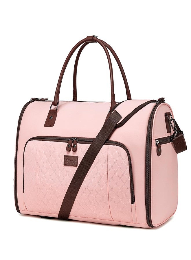 Vessgra Garment Bag for Airplane Travel,Weekender Travel Bag for Women, 2 in 1 Convertable Garment Duffle Bag with Shoes Compartment Carry on Bag Hanging Garment Bag Travel with Shoulder Strap,Pink - Image 1
