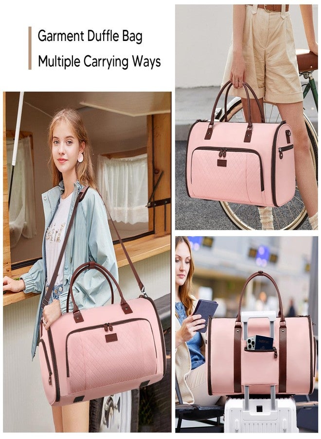 Vessgra Garment Bag for Airplane Travel,Weekender Travel Bag for Women, 2 in 1 Convertable Garment Duffle Bag with Shoes Compartment Carry on Bag Hanging Garment Bag Travel with Shoulder Strap,Pink - Image 5