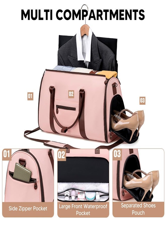 Vessgra Garment Bag for Airplane Travel,Weekender Travel Bag for Women, 2 in 1 Convertable Garment Duffle Bag with Shoes Compartment Carry on Bag Hanging Garment Bag Travel with Shoulder Strap,Pink - Image 3