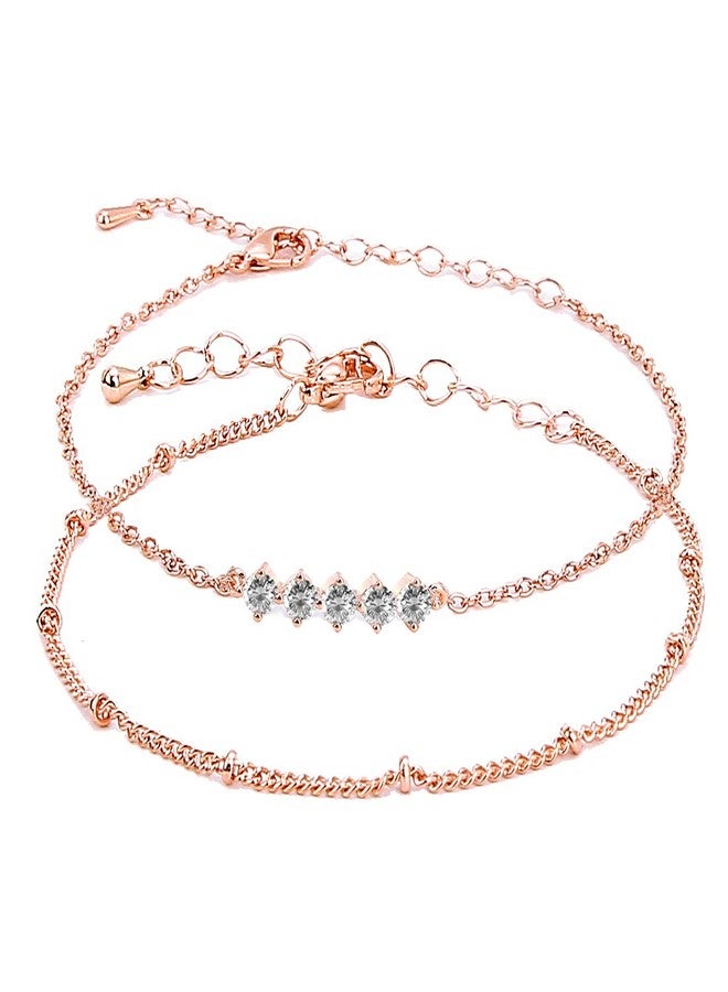 ASHMITA Fashion Bracelets for Women Girl Rose Gold Adjustable Chain Bracelet Everyday Jewelry 6.5”+1” - Image 1
