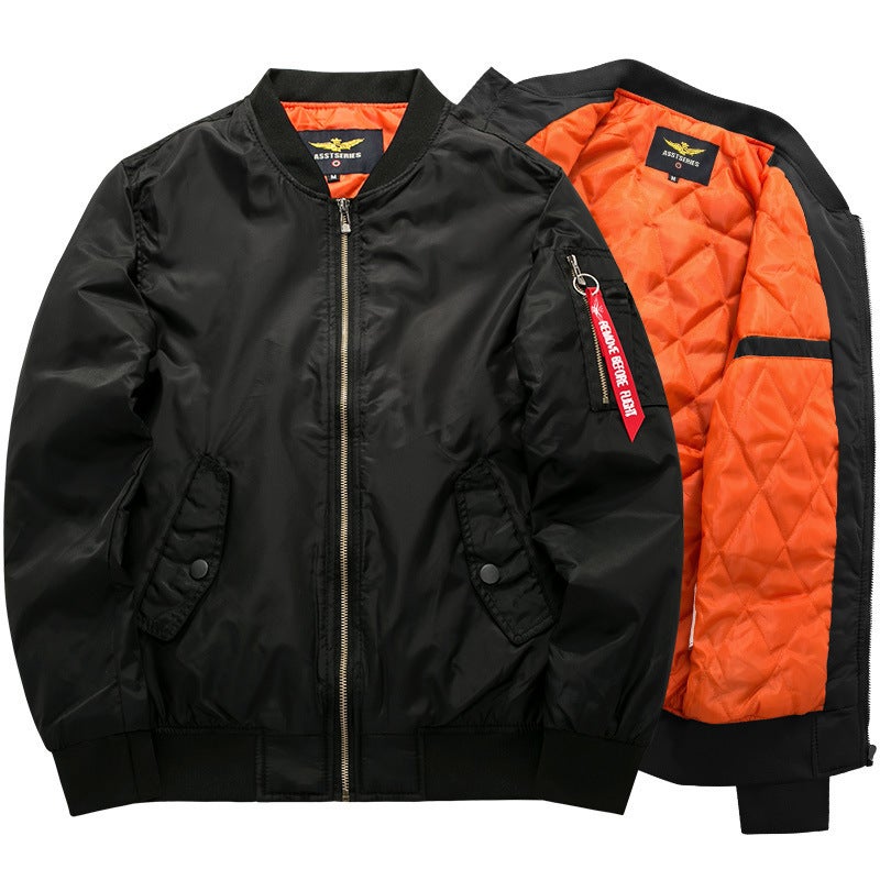 Men'S Plus Size Fat Men'S Sports Casual Stand Collar Cotton-Padded Jacket Thickened Baseball Uniform Loose Cotton-Padded Jacket - Image 2