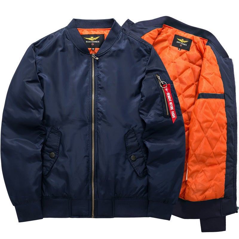 Men'S Plus Size Fat Men'S Sports Casual Stand Collar Cotton-Padded Jacket Thickened Baseball Uniform Loose Cotton-Padded Jacket - Image 4