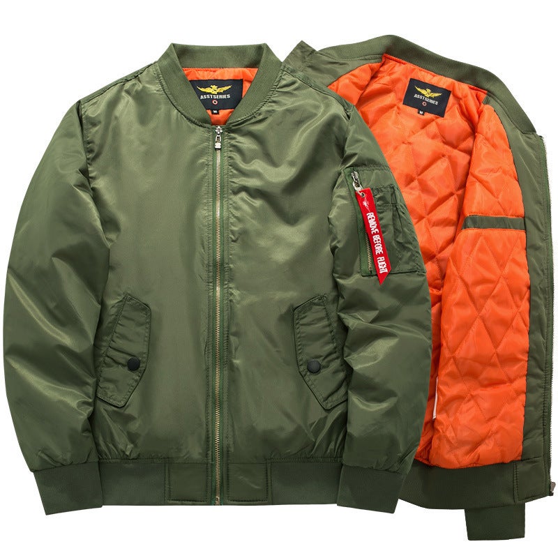 Men'S Plus Size Fat Men'S Sports Casual Stand Collar Cotton-Padded Jacket Thickened Baseball Uniform Loose Cotton-Padded Jacket - Image 3
