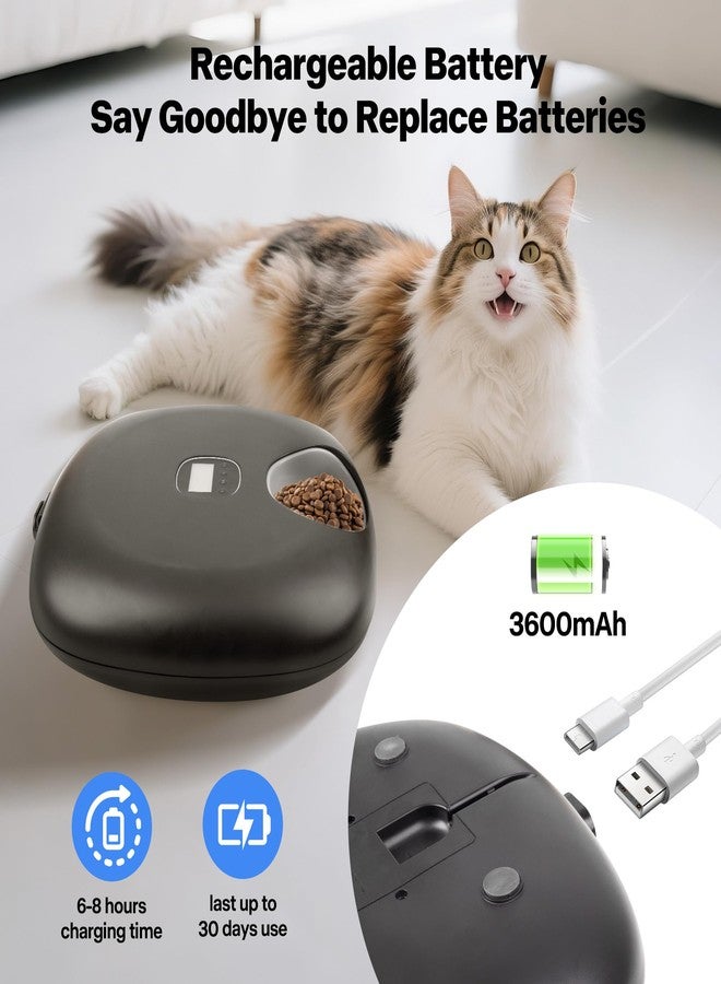 موزع طعام القطط الأوتوماتيكي PetPrime بست وجبات مع عبوتين من الثلج، موزع طعام لاسلكي قابل لإعادة الشحن للقطط والكلاب الصغيرة، طعام رطب أوتوماتيكي، أسود - Image 5