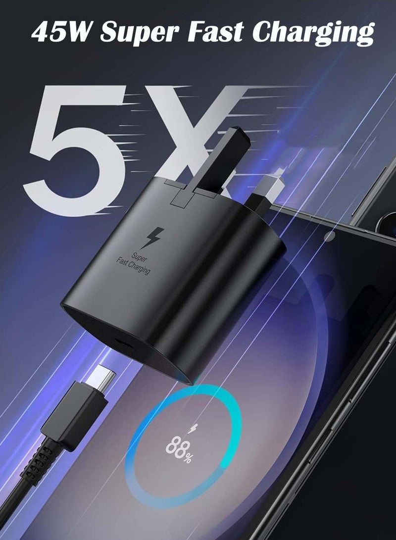 45W Super Fast Charger For Samsung ,Wall Charger Type C Plug with USB C Cable Compatible With Samsung Galaxy S24 Ultra/S24 Plus/S23 FE/S24/S22/S21 S20 A54 A25 A15 A05S A53 A34 A23 5G and More - Image 2
