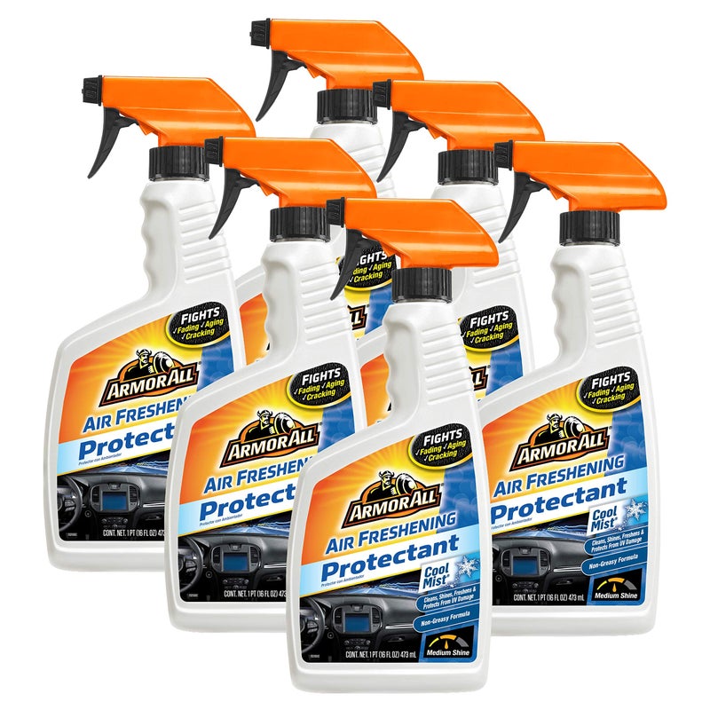 Armor All Car Air Freshener and Cleaner - Odor Eliminator and Protectant for Cars & Truck, Cool Mist, 16 Fl Oz Spray Bottles, Pack of 6, 78511-6PK - Image 1