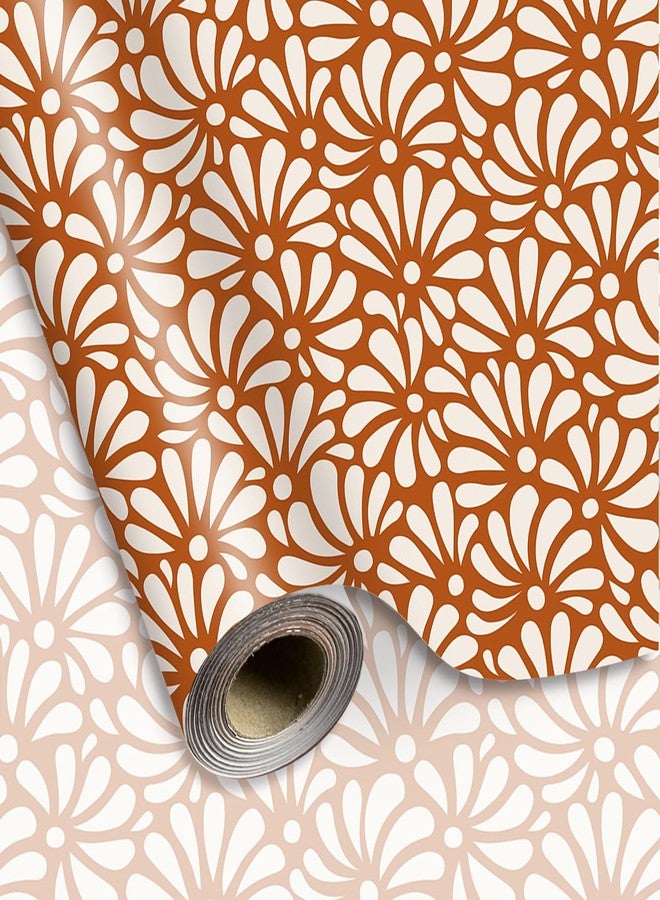 Whaline Cielito Lindo Wrapping Paper -Mini Roll- 17 In x 32.8 Ft Platos De Barro Terracotta Flower Gift Wrap Paper for Mexican Fiesta Cinco de Mayo Party Wrapping Supplies - Image 1