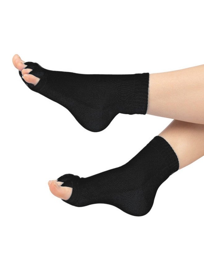 Evissa Premium Cotton Toe Separator Socks - Alleviate Bunions & Plantar Fasciitis, Dual Gender Foot Pain Relief, Foot Alignment, Orthopedic Compression Socks for Men & Women (Black) - Image 4