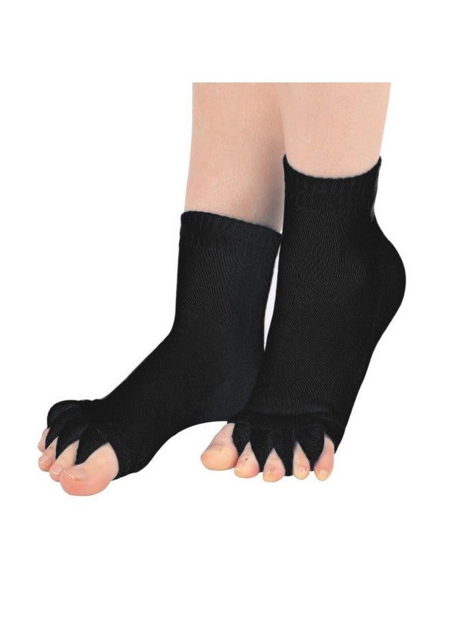 Evissa Premium Cotton Toe Separator Socks - Alleviate Bunions & Plantar Fasciitis, Dual Gender Foot Pain Relief, Foot Alignment, Orthopedic Compression Socks for Men & Women (Black) - Image 5