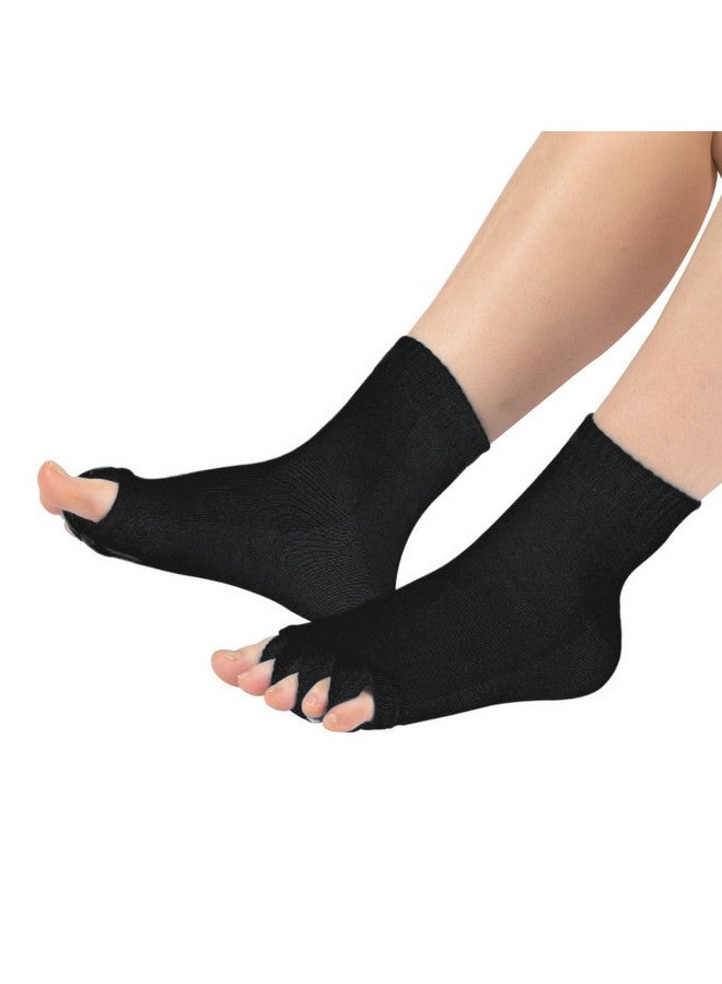 Evissa Premium Cotton Toe Separator Socks - Alleviate Bunions & Plantar Fasciitis, Dual Gender Foot Pain Relief, Foot Alignment, Orthopedic Compression Socks for Men & Women (Black) - Image 3