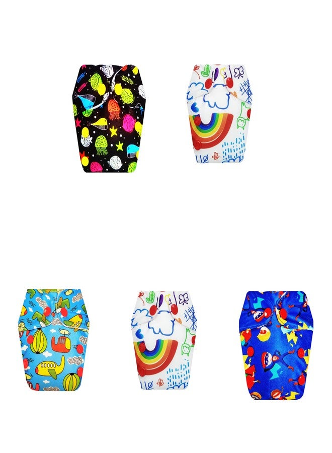 Dumbledo Premium Newborn Cloth Diaper with Integrated Insert (Pack of 5) | Soft & Gentle | Leakproof | Travel Friendly | All-Day Wear | 0 - 4 Months | Unisex Baby - Image 1