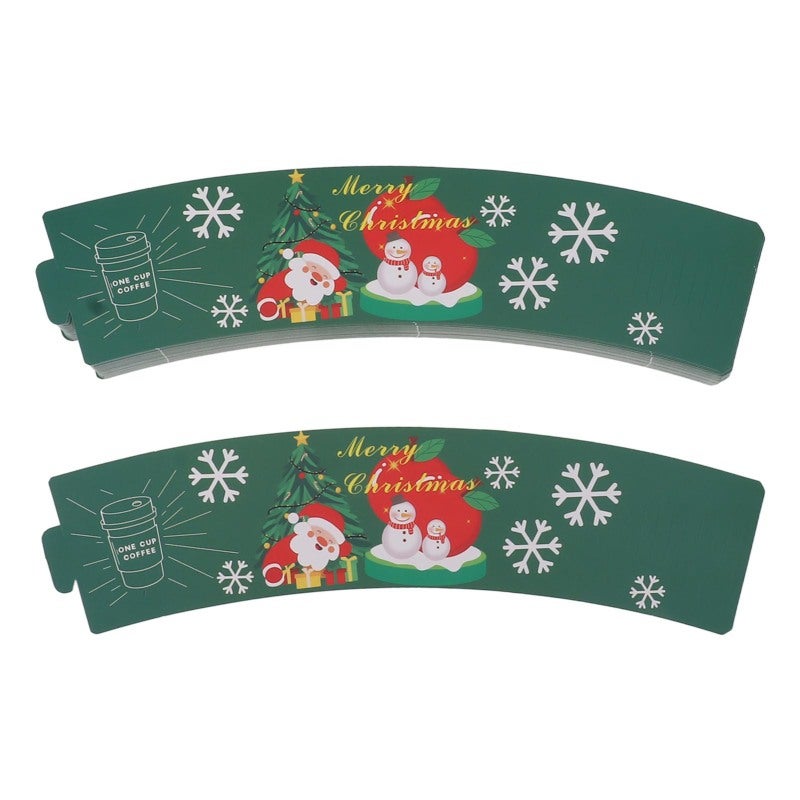 Paper Hot Drink Holder: Green Festive Design - Adjustable Fit Efficient Insulation for Halloween Christmas Holiday Beverage Service - Image 1