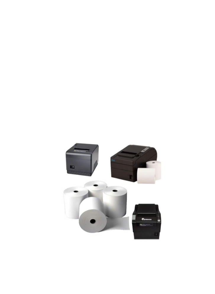 تيرابايت ورق حراري ممتاز مقاس 80 × 80 مم حتى لفة الإيصالات لطابعة EPOS، ومحطة نقاط البيع، وسجل النقد (عبوة من 5 لفات) - Image 1