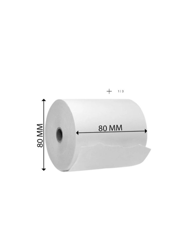 تيرابايت ورق حراري ممتاز مقاس 80 × 80 مم حتى لفة الإيصالات لطابعة EPOS، ومحطة نقاط البيع، وسجل النقد (عبوة من 5 لفات) - Image 2