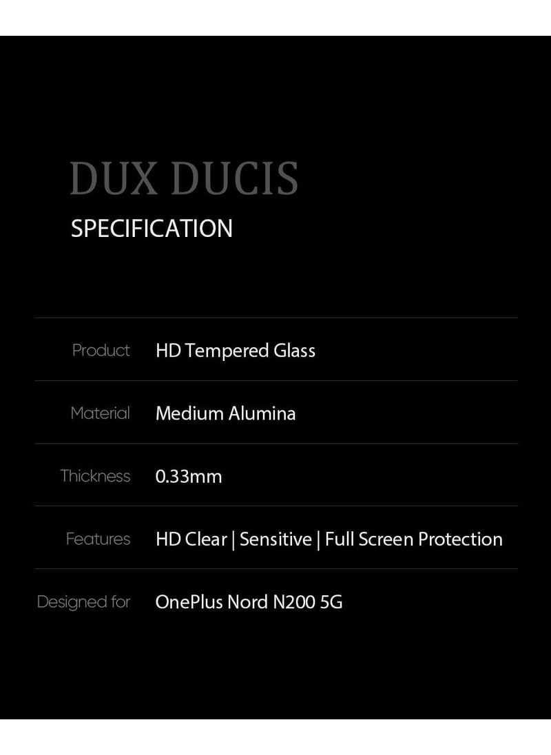 DUX DUCIS - DUX DUCIS 9D Tempered Glass Screen Protector, Designed for OnePlus Nord N200, Medium Alumina Glass Film Full Glue HD Clear Phone Screen Protector - Black - Image 1