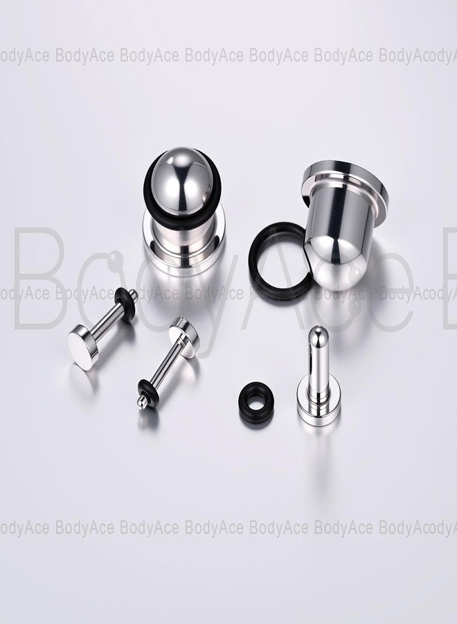 BodyAce 12G-00G Plugs for Ears Gauges with O-Rings 316L Stainless Steel Ear Stretching Kit Flat Top Dead Ear Expander Body Piercing Jewelry for Men Women [1G(7mm)] - Image 3