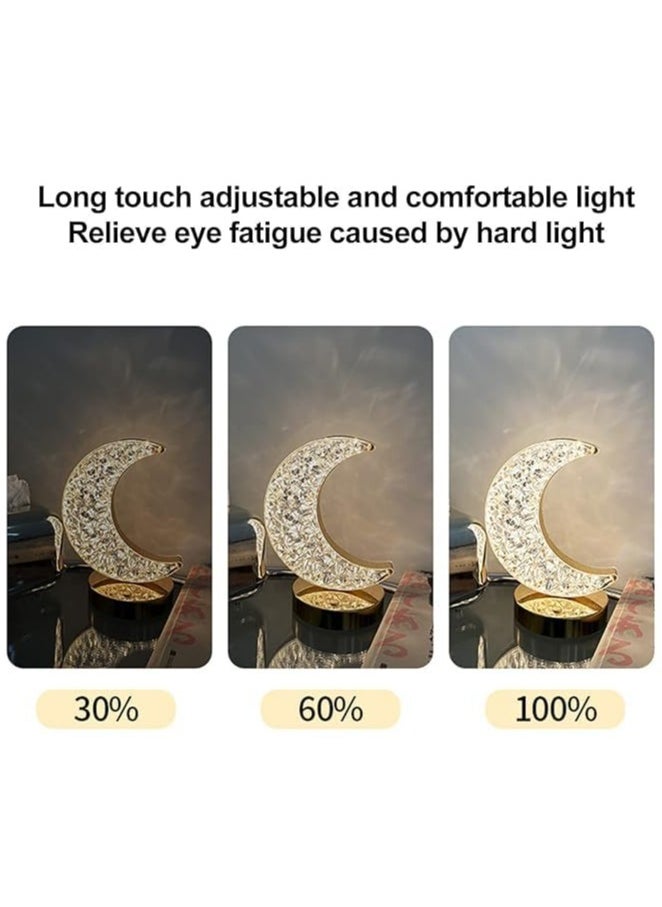 Dominy Crystal Night Light Lamp with Touch Control, adjustable brightness, 3 Color Modes, 12Hr Battery, Ramadan Eid Decorations, for home and restaurants (Moon)  - Image 3