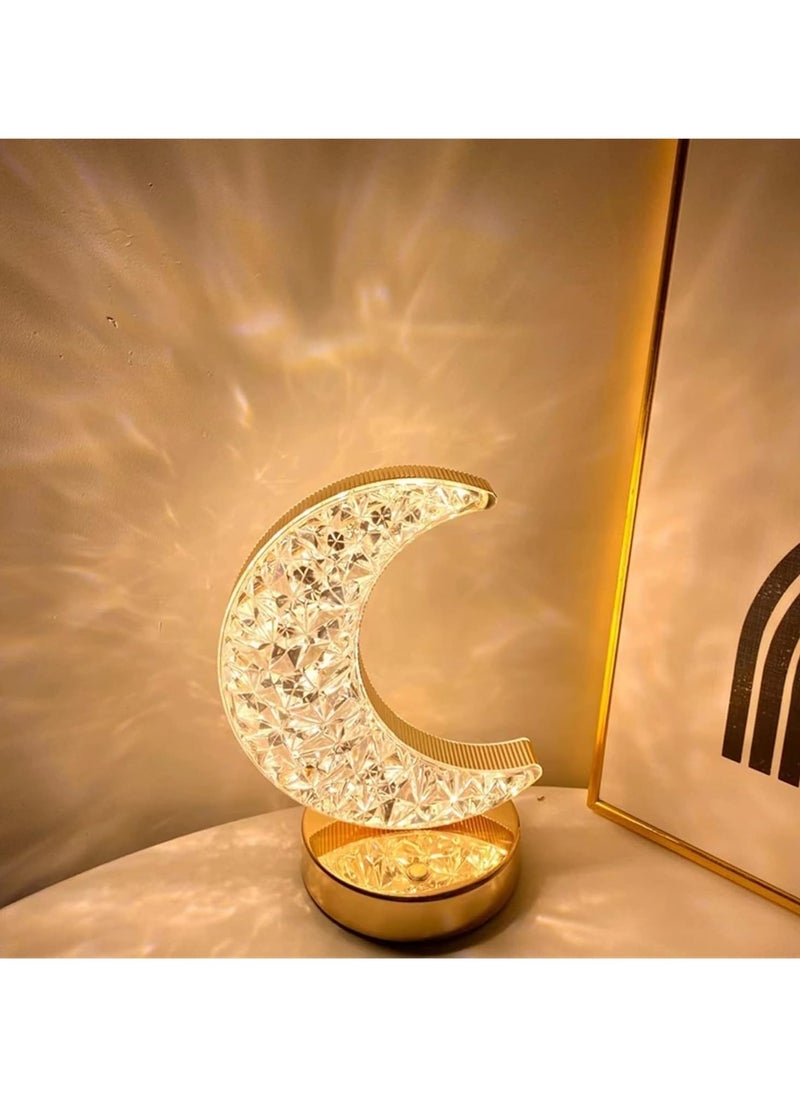 Dominy Crystal Night Light Lamp with Touch Control, adjustable brightness, 3 Color Modes, 12Hr Battery, Ramadan Eid Decorations, for home and restaurants (Moon)  - Image 4