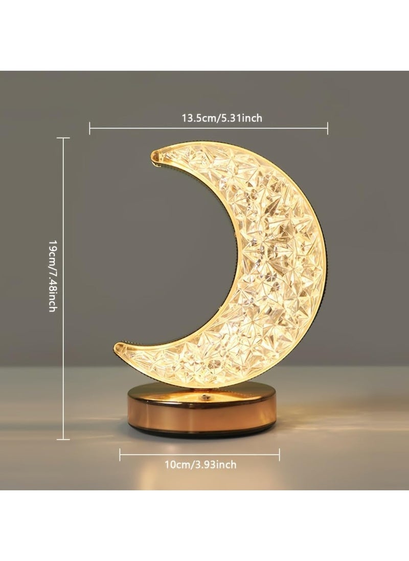 Dominy Crystal Night Light Lamp with Touch Control, adjustable brightness, 3 Color Modes, 12Hr Battery, Ramadan Eid Decorations, for home and restaurants (Moon)  - Image 5