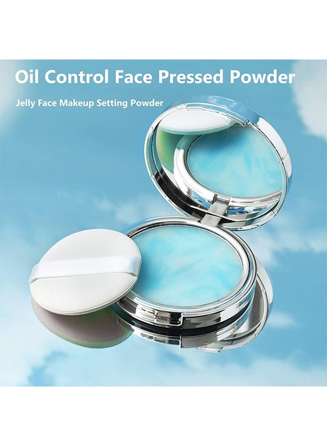Candy Bella Oil Control Pressed Powder, Jelly Pressed Powder Face Makeup Setting Powder, Powder Free Delicate and Skin-friendly, Flawless Matte Long Lasting Finishing Lightweight Waterproof Face Cosmetics # Blue Sky And Cloud - Image 2