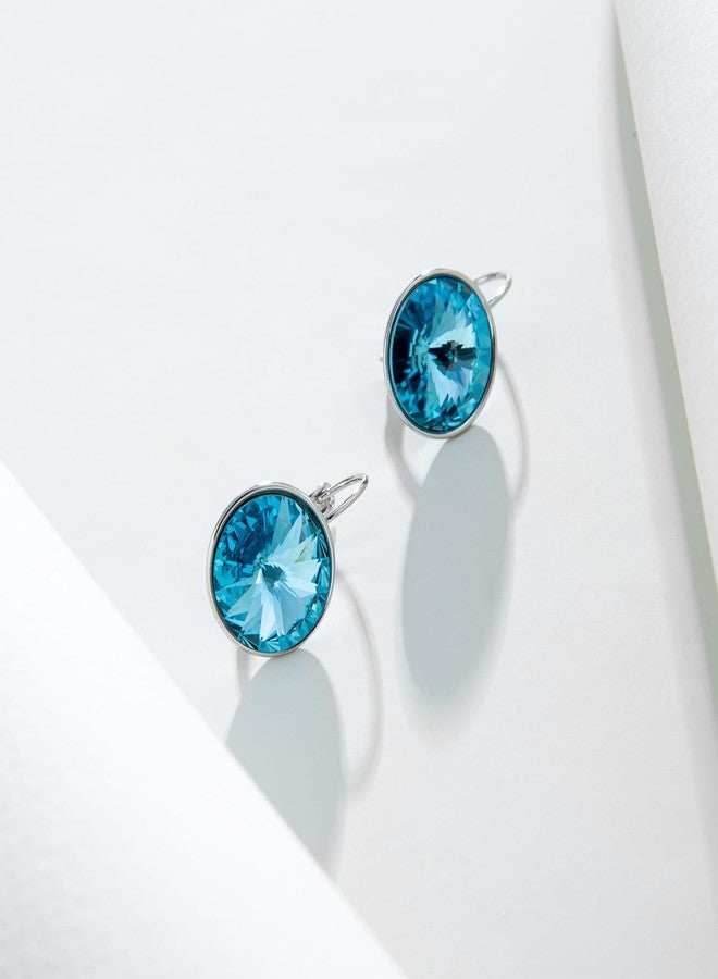 XUPING Round Blue Crystal Leverback Earrings for Women Hypoallergenic Austrian Crystal Hoop Drop Earrings Jewelry Party Gifts - Image 5