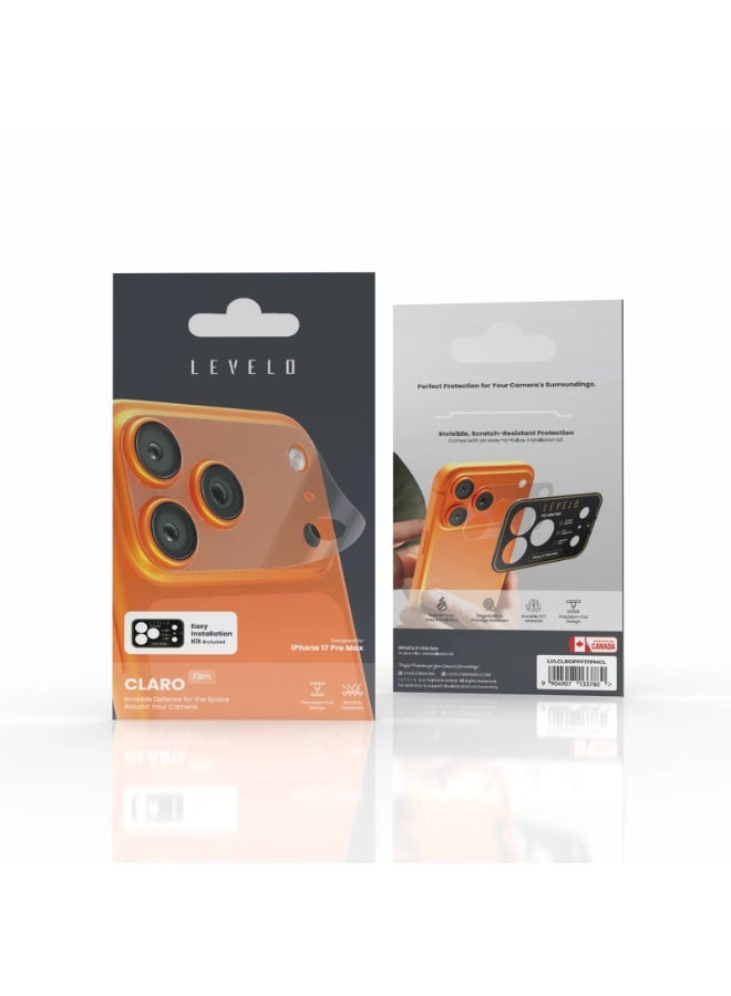 LEVELO Carlo Camera Lens Protector for iPhone 17 Pro Max with Easy Installation Kit, Bubble Free, Precision Cut Design, Scratch Resistant, Durable PET Material, Fingerprint & Smudge Resistant - Clear - Image 3
