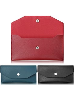 erorex 3 Pieces Cash Envelopes Bag Pu Leather Cash Money Pouch Cash Wallet Envelope Reusable For Spring Festival Wedding Birthday Graduation Holidays Black Red Dark Green  - Image 1