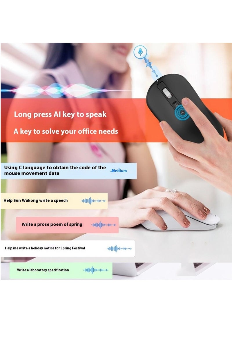 Ai Smart Voice Mouse Rechargeable Dual Mode Bluetooth / 2.4G Wireless Mouse with mic - Ai Functions Real Time Translation - AI writing - ON/Off Button - 4000 DPI - Lightweight For Office Business - Image 5