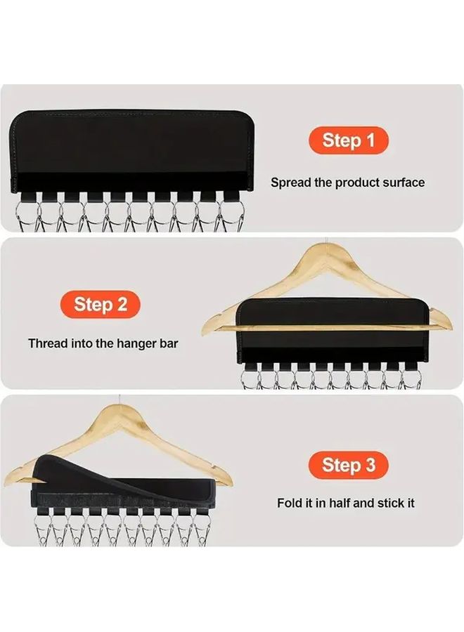 Black Hat Rack Organizer with Multiple Hooks Space Saving Closet Hanger for Caps Storage - Image 4