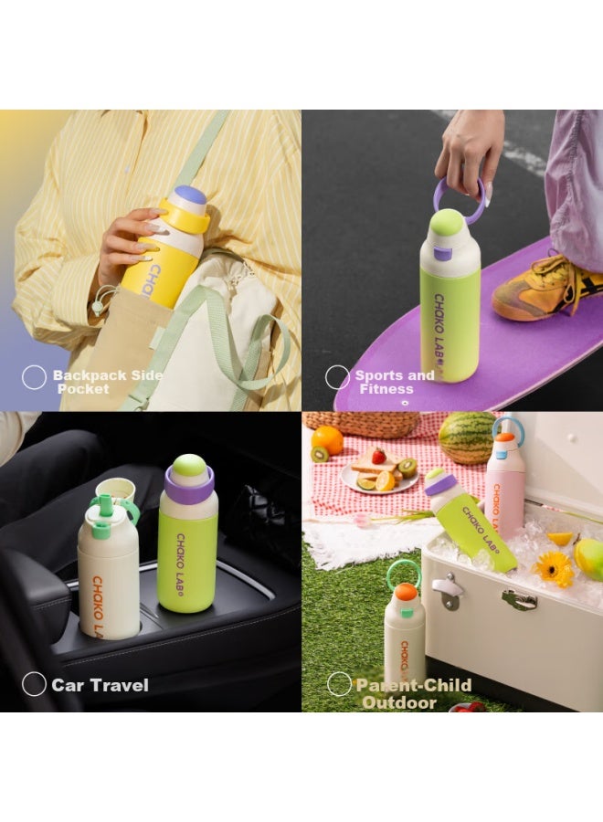 Chakolab Double-insulated Water Bottle With Straw For Students, Stainless Steel Large Capacity Sports Water Cup, Portable Office High-aesthetic Cup - Image 2