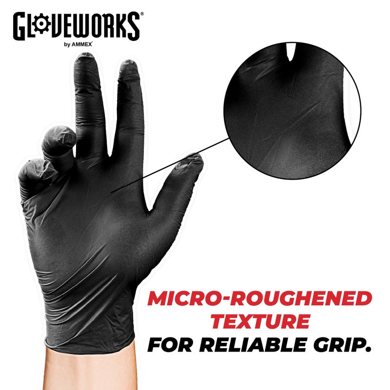 GLOVEWORKS Black Nitrile Gloves for Cooking, Food Prep, Disposable, 5 Mil, For Professional Cleaning, Large, 3 Boxes of 100 - Image 5