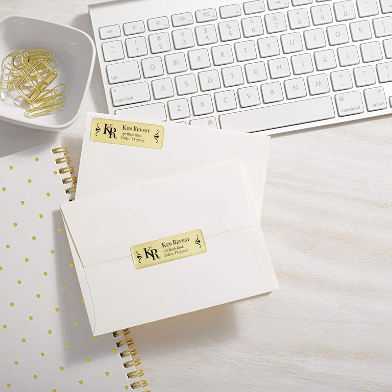 Avery Printable Return Address Labels, 0.75" x 2.25", Gold Foil, 300 Blank Mailing Labels (08987) - Image 2