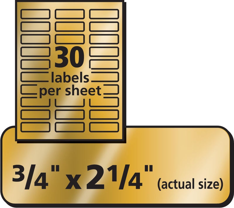 Avery Printable Return Address Labels, 0.75" x 2.25", Gold Foil, 300 Blank Mailing Labels (08987) - Image 5
